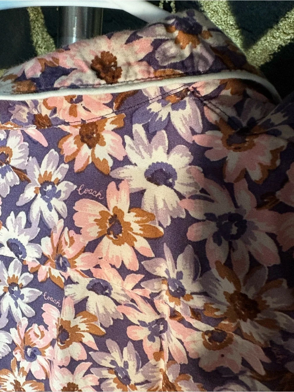 COACH  Floral Short-Sleeve Shirt - Purple & Pink